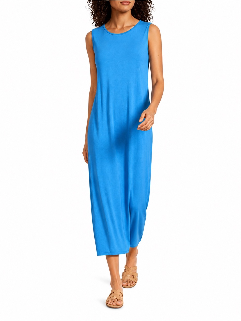 NWT Eileen Fisher Stretch Jersey Knit Round Neck Sleeveless Oval Midi Sz M